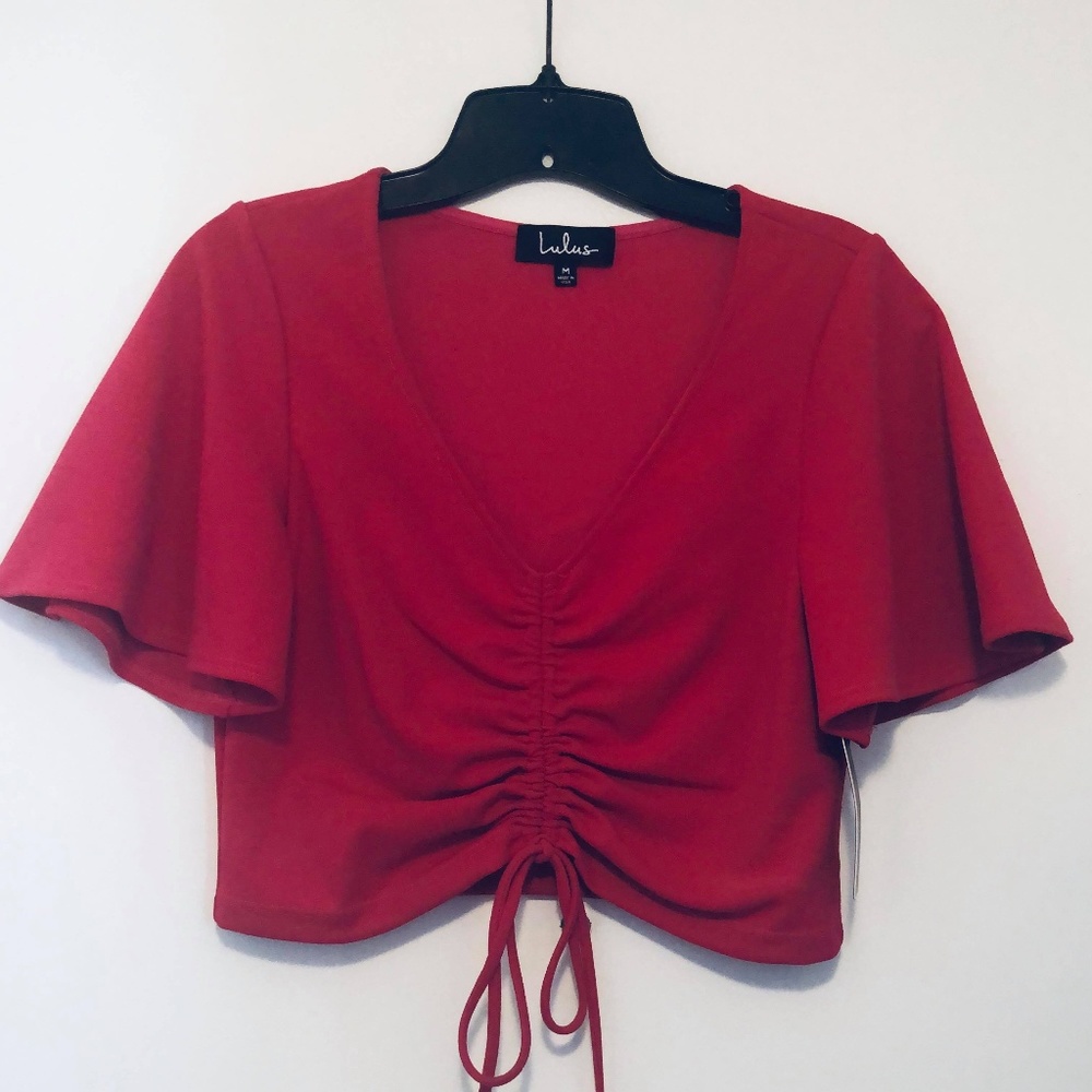 LULUS HOT SHOT FUCHSIA RUCHED CROP TOP